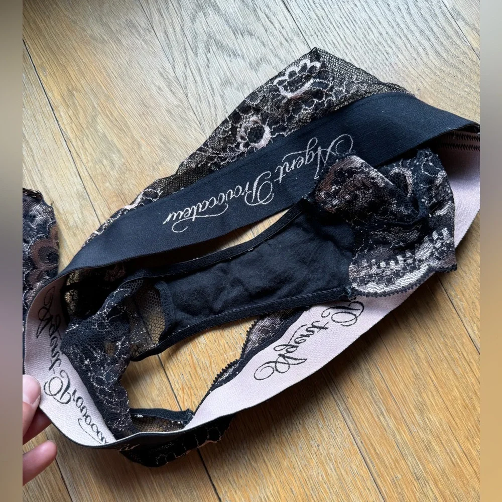 Agent Provocateur Aston Black & Pink Lace Brief & Thong Set Medium Size 2